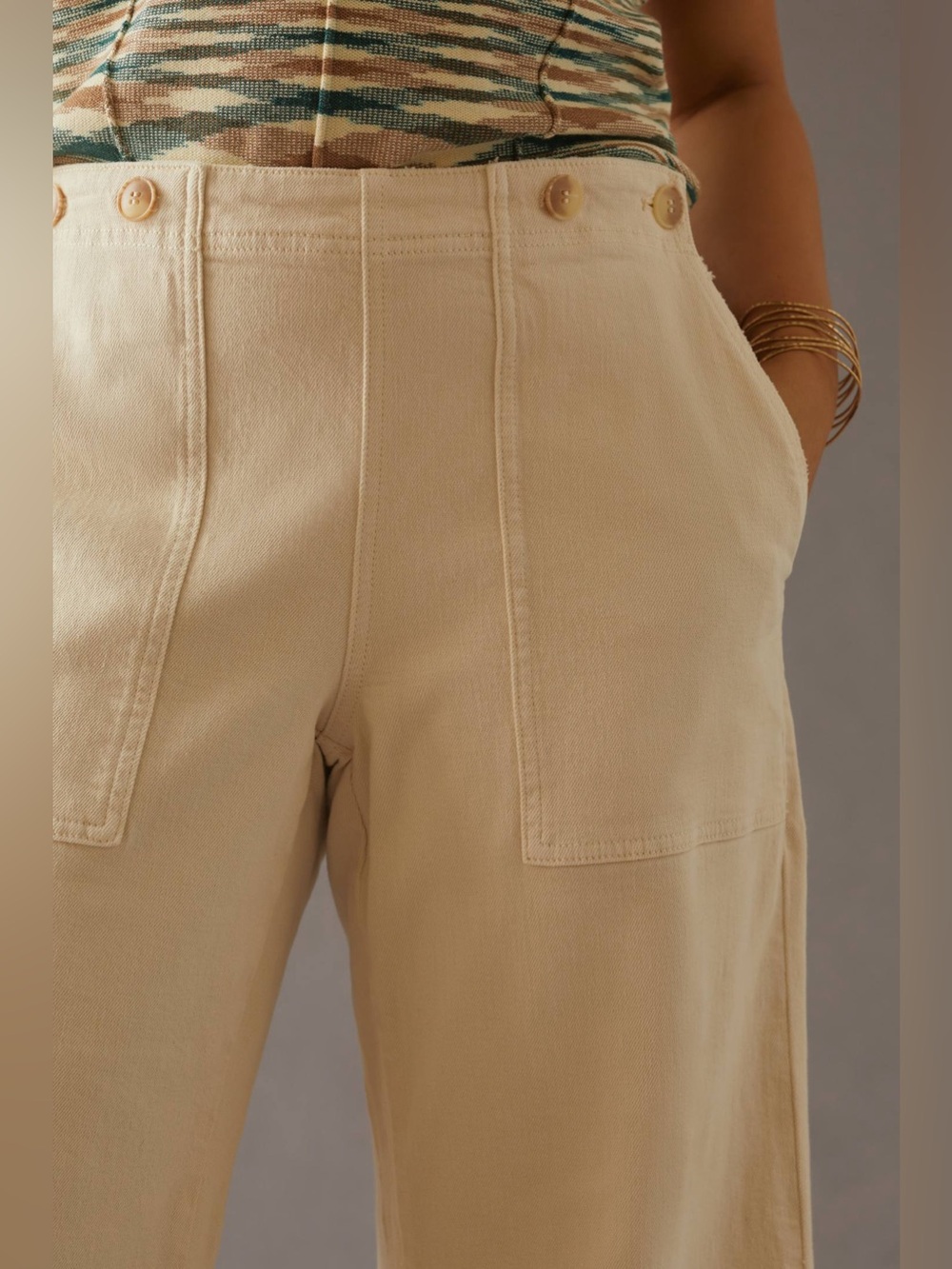 Pilcro The Kit High-Rise Wide-Leg Utility Trousers 20 cream corduroy clean girl - Picture 4 of 16